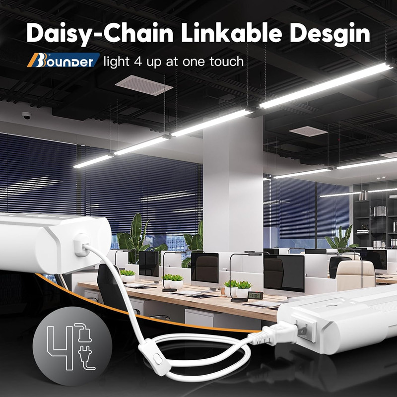 12 Pack Linkable LED Shop Light with Reflector, Super Bright 5000K Daylight, 440 gallery