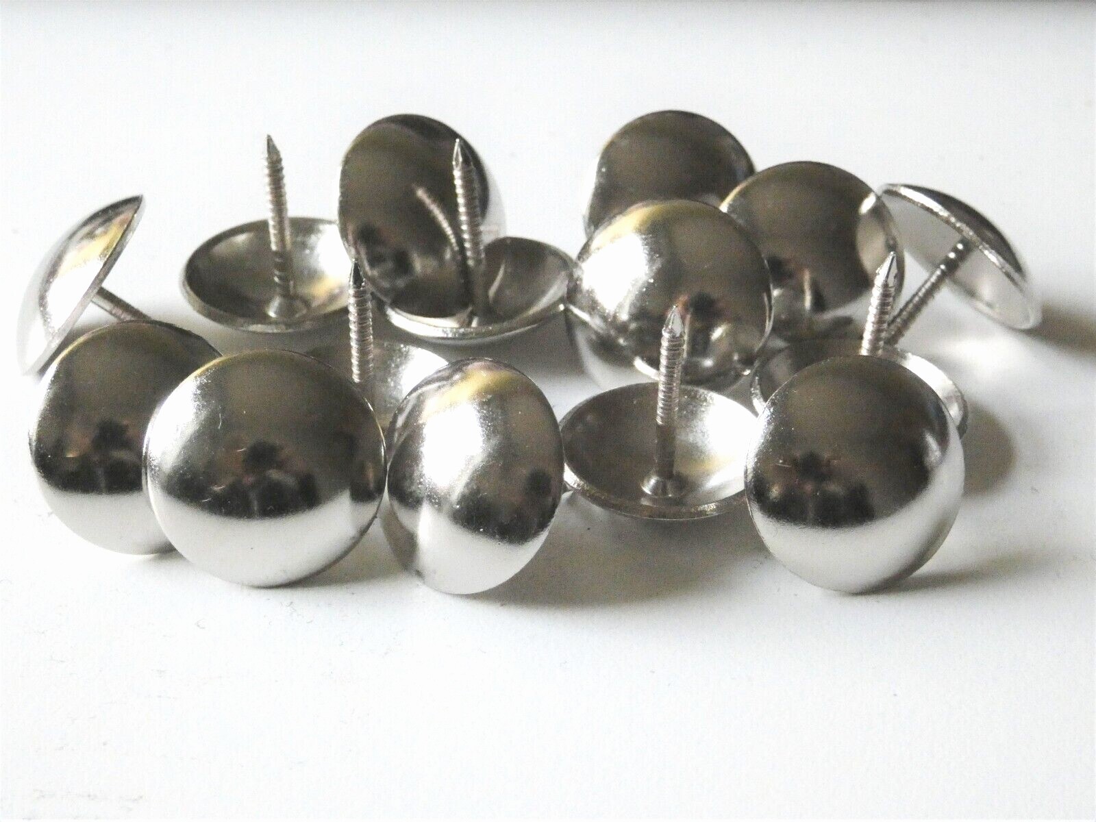 CHROME NICKEL SILVER - UPHOLSTERY NAILS STUDS TACKS PINS (LARGE 22mm) gallery