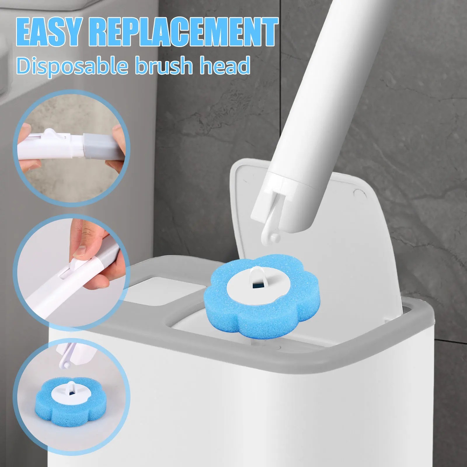 Disposable Toilet Brush Cleaning System with 18Pcs Refills Pads Replacement Head gallery