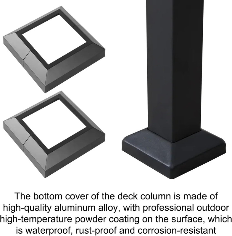 Aluminum Split Post Base Cover, 4 Pack Deck Post Base Cover for 3"X3" gallery