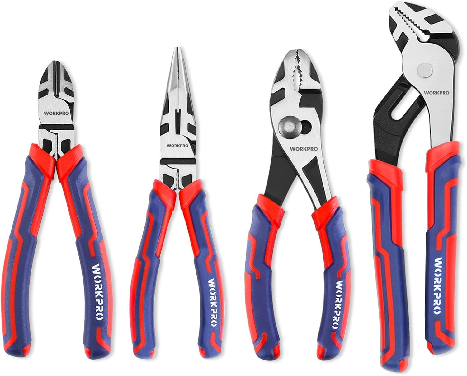 WORKPRO 4-Pieces Pliers Set Premium CR-V Construction Plier Tool Pink Ribbon/Red gallery