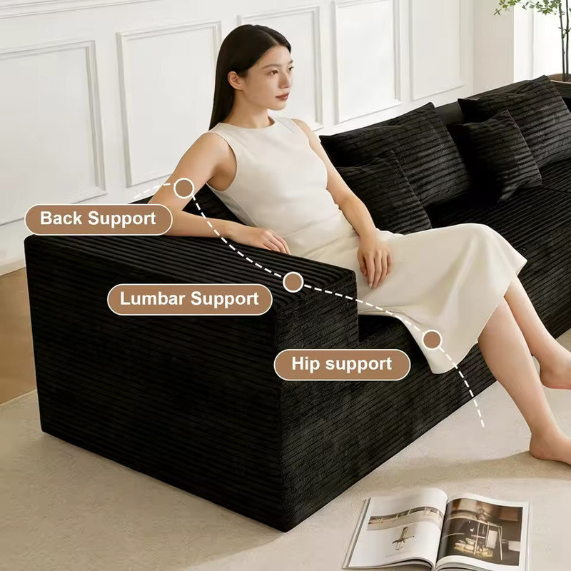 Cloud Couch L-Shaped Sectional Sofa 105.9'' Corduroy Deep Seat Memory Foam gallery