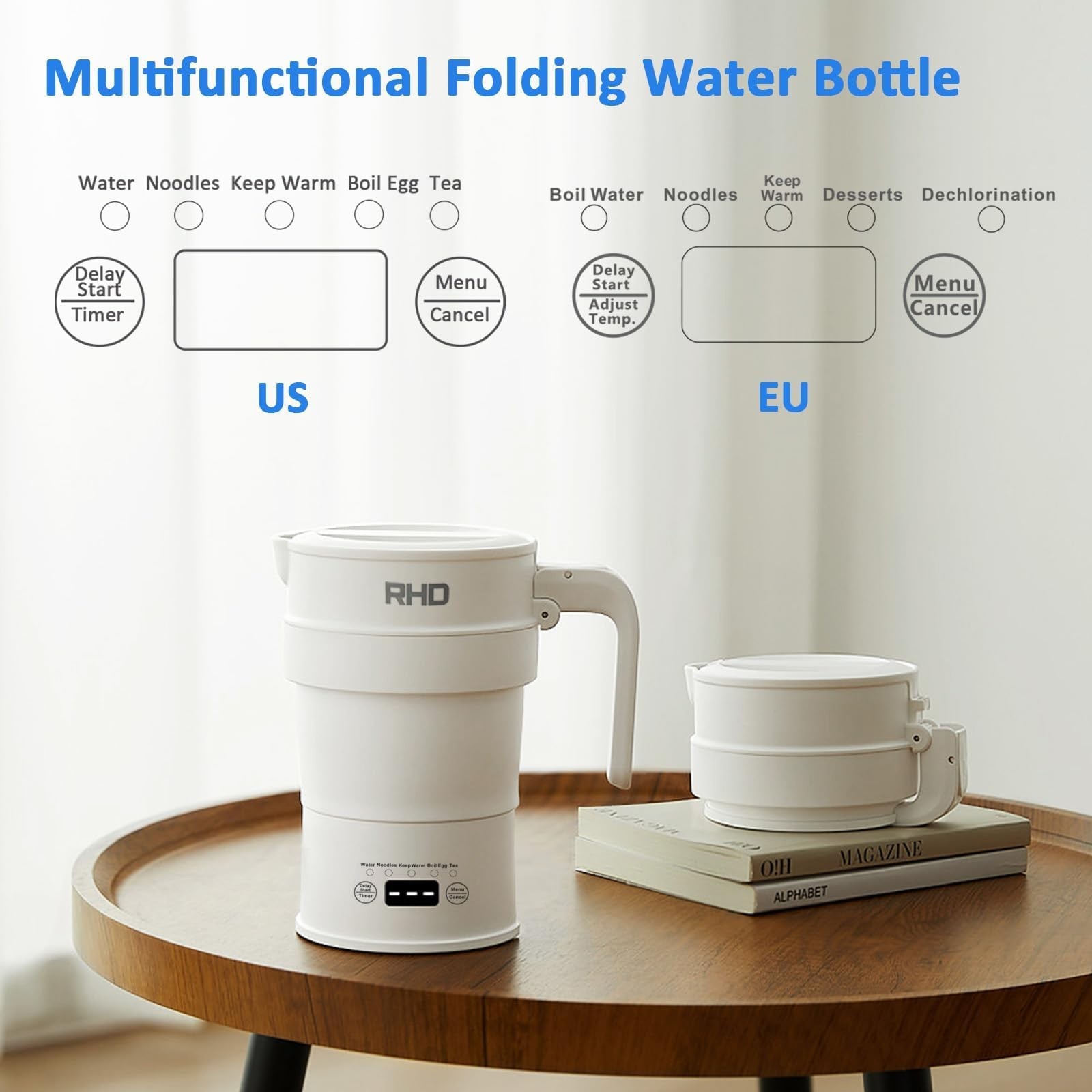 Travel Foldable Electric Kettle, 700ML Hot Water Kettle with Multifunctional ... gallery