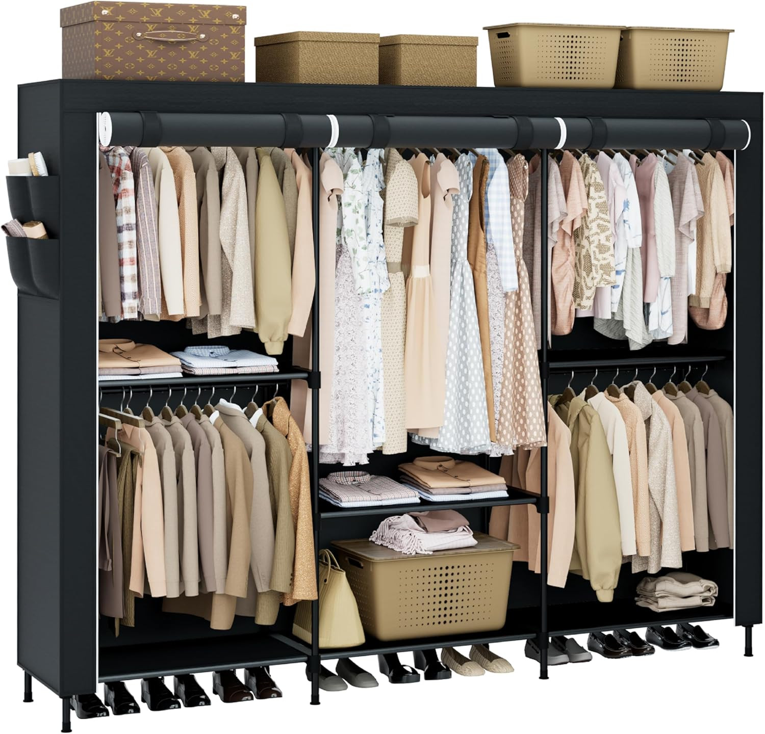 Spacious Portable Closet with Cover, 5 Rods & Shelves, Easy to Assemble gallery