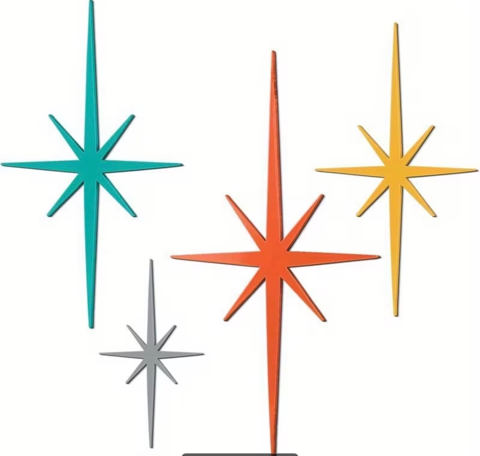 Metal Mid Century Modern Decor Retro Atomic Stars Wall Art-NEW 14” to 4” gallery