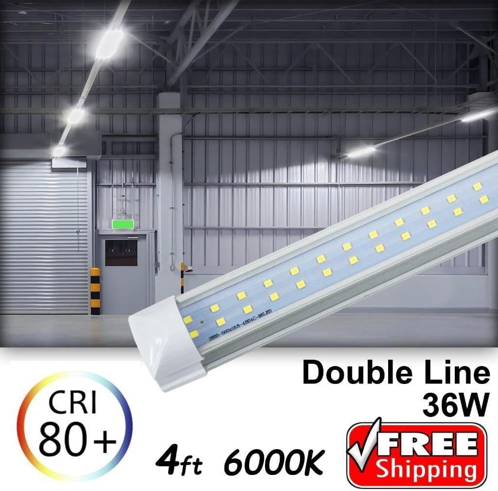 [4PACK] Alpha LED 4FT 18W 36W Double Line Integrated 6000K-6500K Cool White... gallery