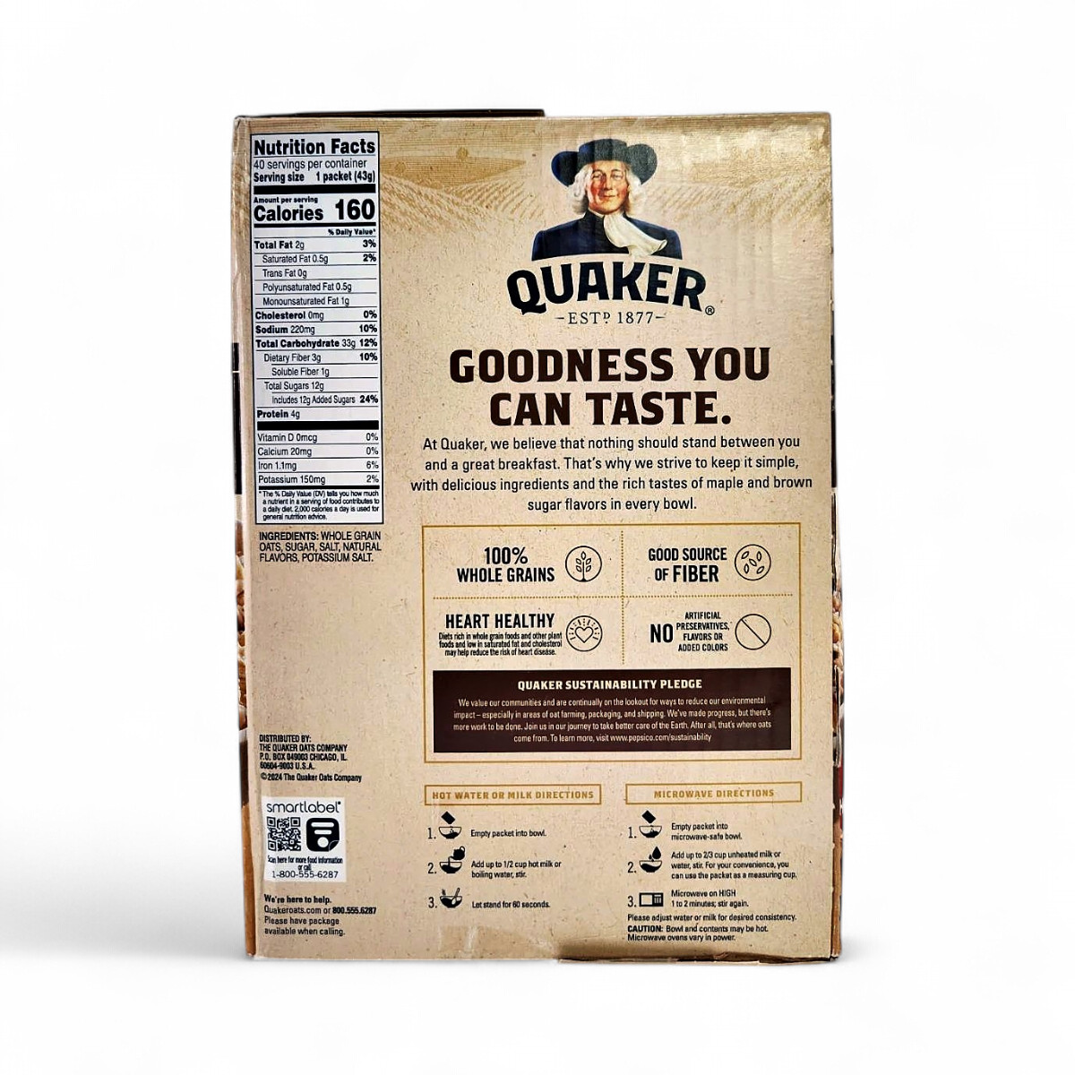Quaker Instant Oatmeal, Maple Brown Sugar, 1.51 oz - 40 Pack gallery