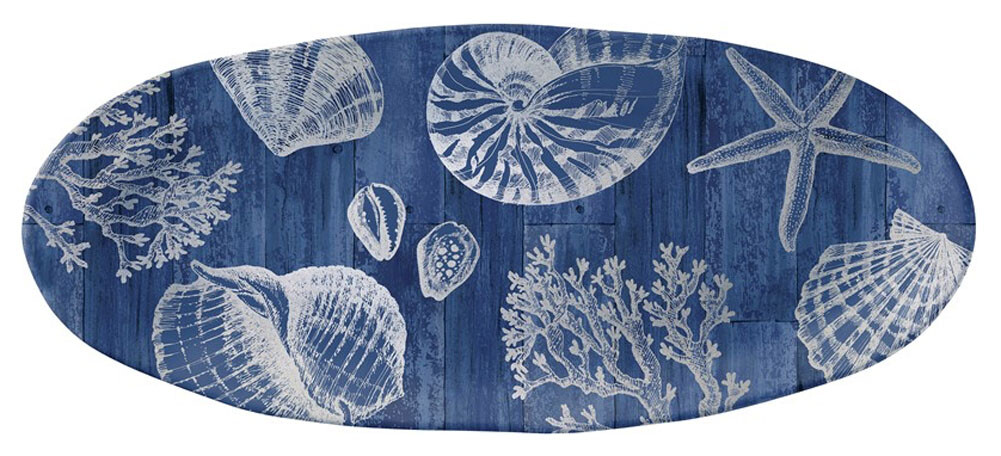 Merritt - Melamine Oval Serving Tray - Silver Shell Coral - 19" gallery