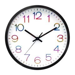 12″ Modern Wall Clock, Multicolor Numbers
