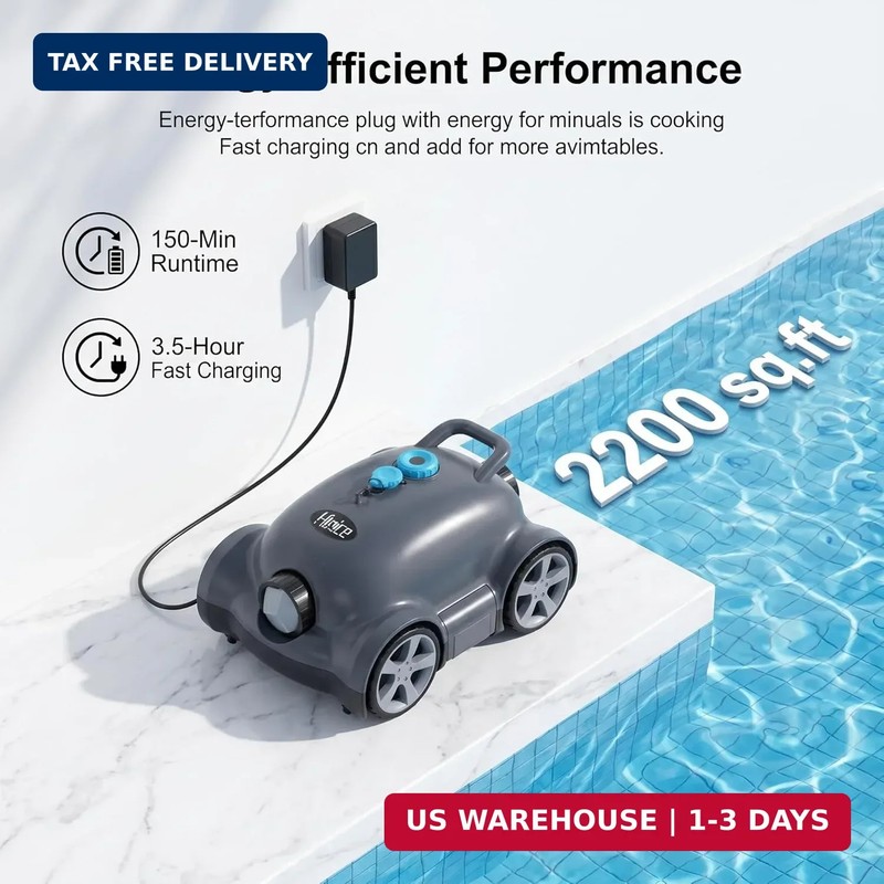 Cordless Robotic Pool Cleaner,Automatic Pool Vacuum Robot for In-Ground/Above Gr gallery