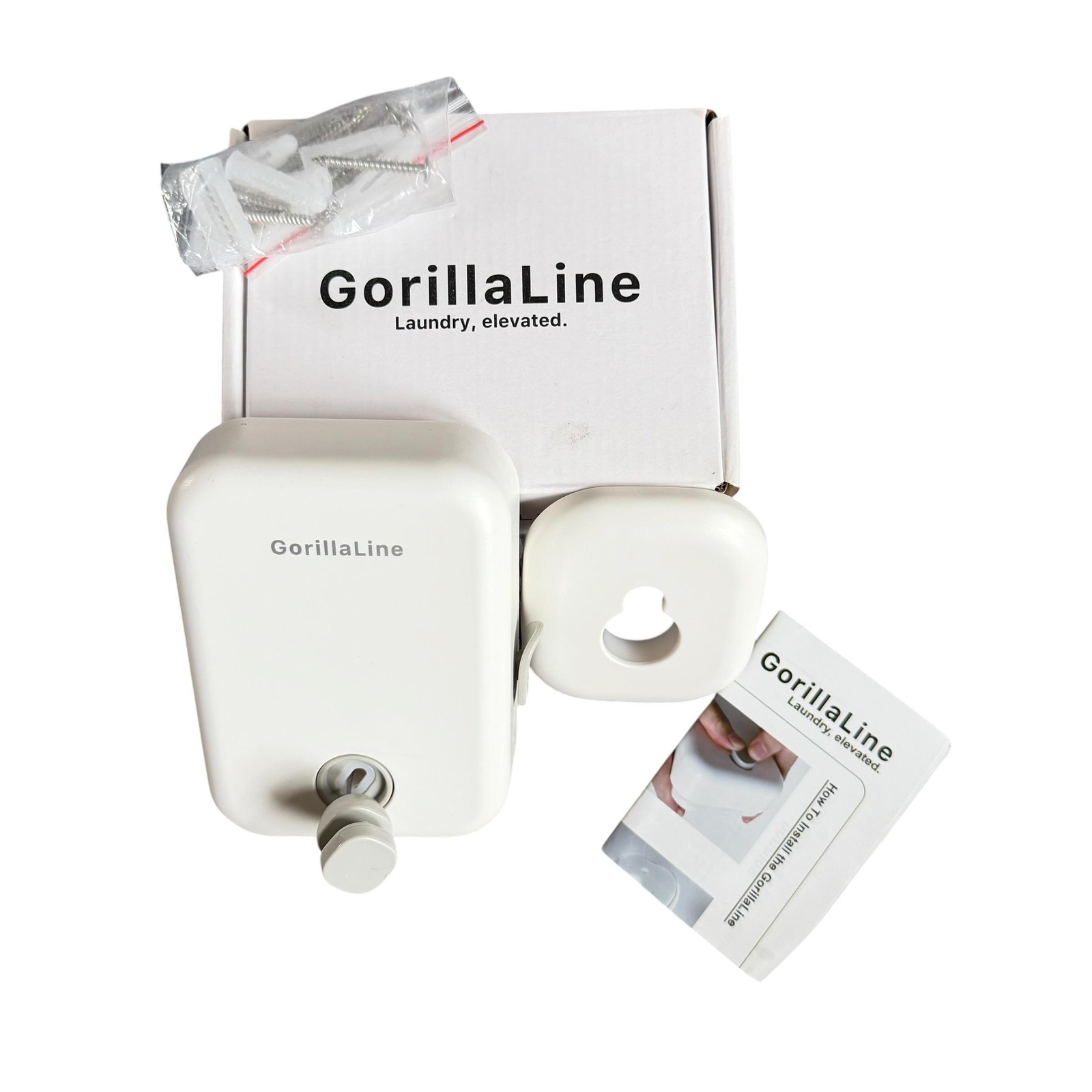 GorillaLine Heavy Retractable Clothesline Small Wall Mount 13.9 Ft 44 Lb White gallery