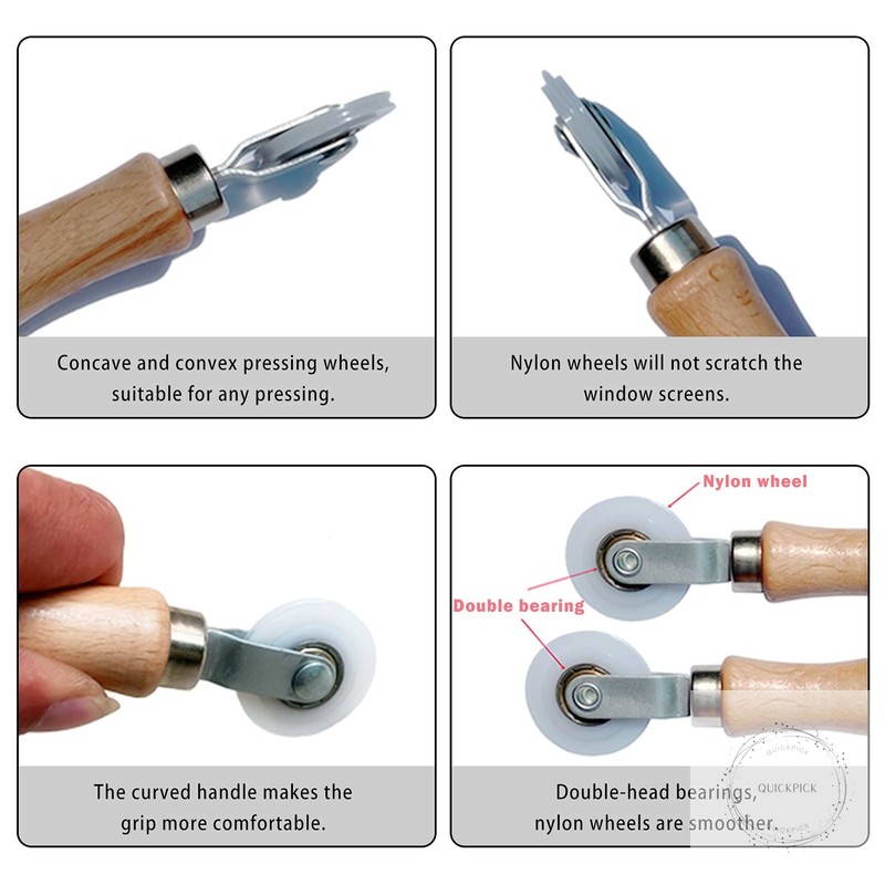 3Pcs Screen Tool, Window Screen Spline Roller Tool with Wooden Handle and Steel/ gallery