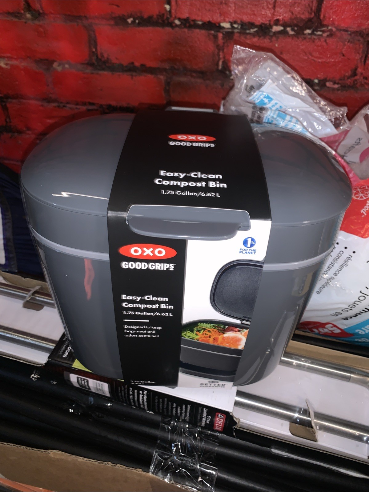 OXO Good Grips Kitchen Easy-Clean Compost Bin, 1.75-Gallon, Charcoal gallery