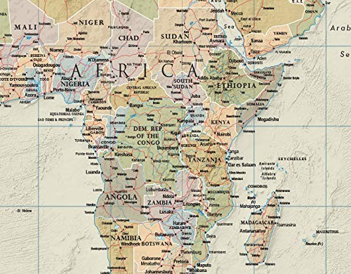 World Contemporary Premier Wall Map Poster Mural 24h x 36w - LAMINATED gallery
