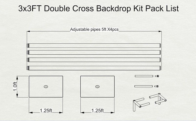 DOUBLE CROSS BAR ADJUSTABLE QUICK BACKDROP KIT 10 FT x 10 FT PIPE WITHOUT DRAPE gallery