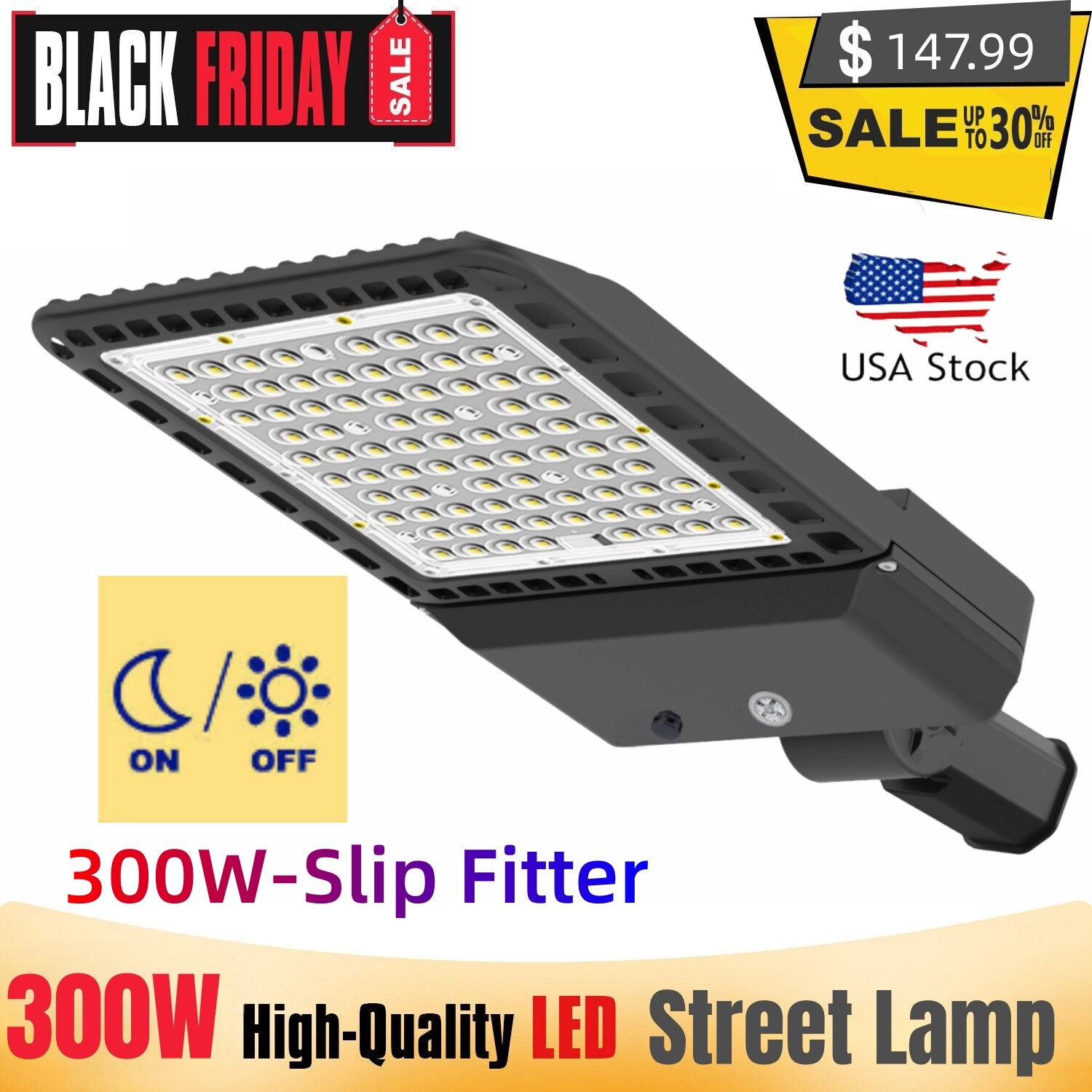 LED Outdoor Flood Light Commercial 300W Slip Fitter Mount Parking Lot Pole Lamps gallery