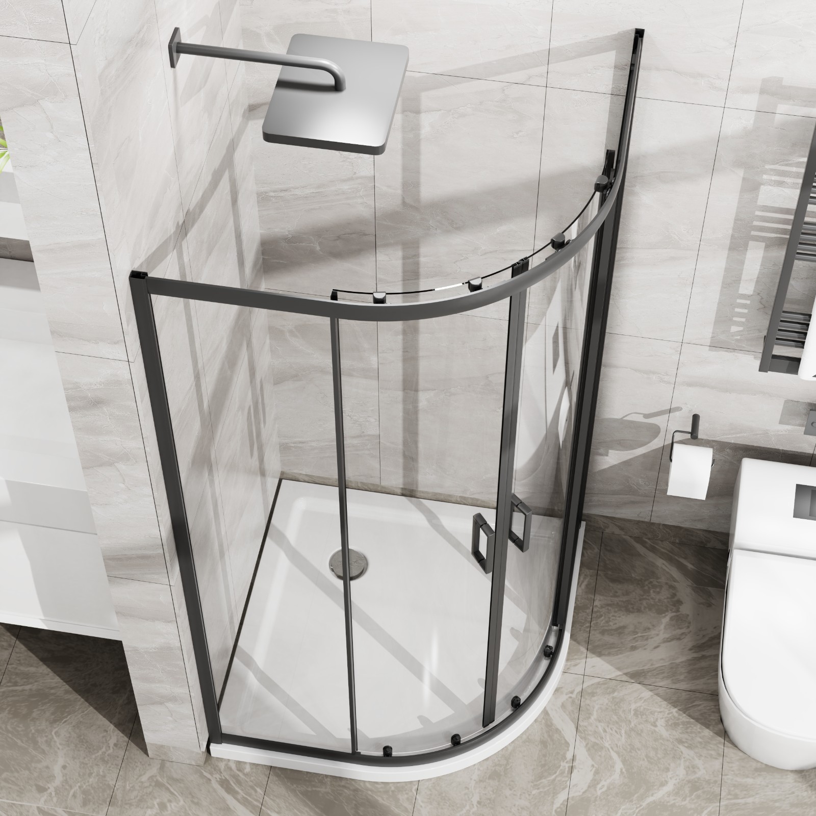 36"x36"x72"Corner Shower Door, Quarter Round Shower Enclosure Double Sliding,6mm gallery
