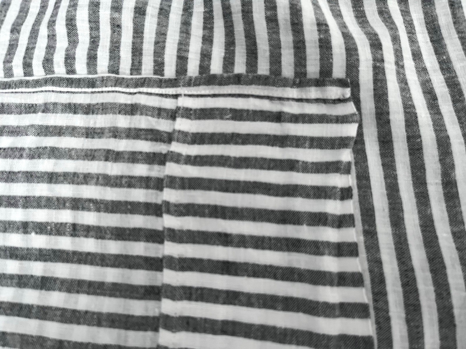 BROOKLINEN 100% linen gray & white striped king flat sheet. OEKO-TEX. More! gallery