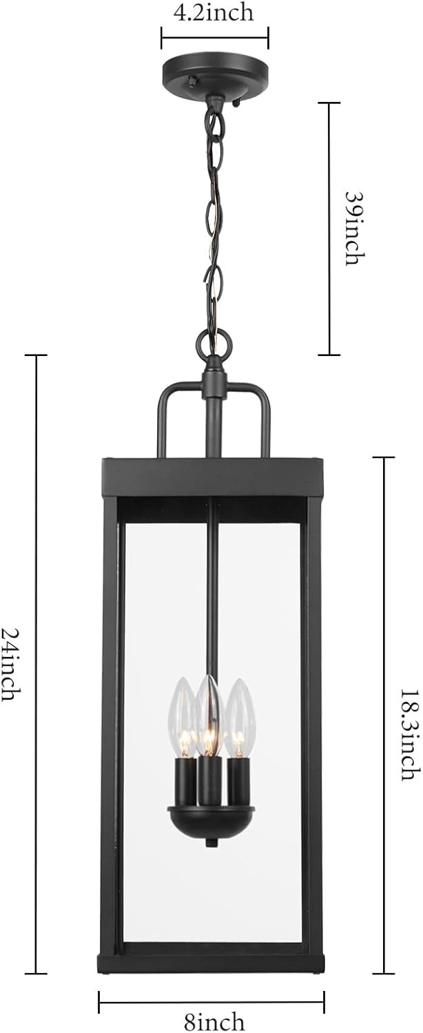 Large Outdoor Pendant Lantern Light Fixture for Front Porch, 24 Inch 3-Light gallery