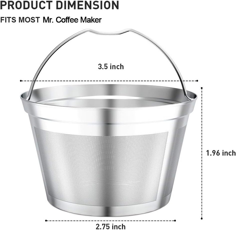 Reusable 4-5Cup Basket Replacement Coffee Filters- Stainless Steel Permanent Cof gallery