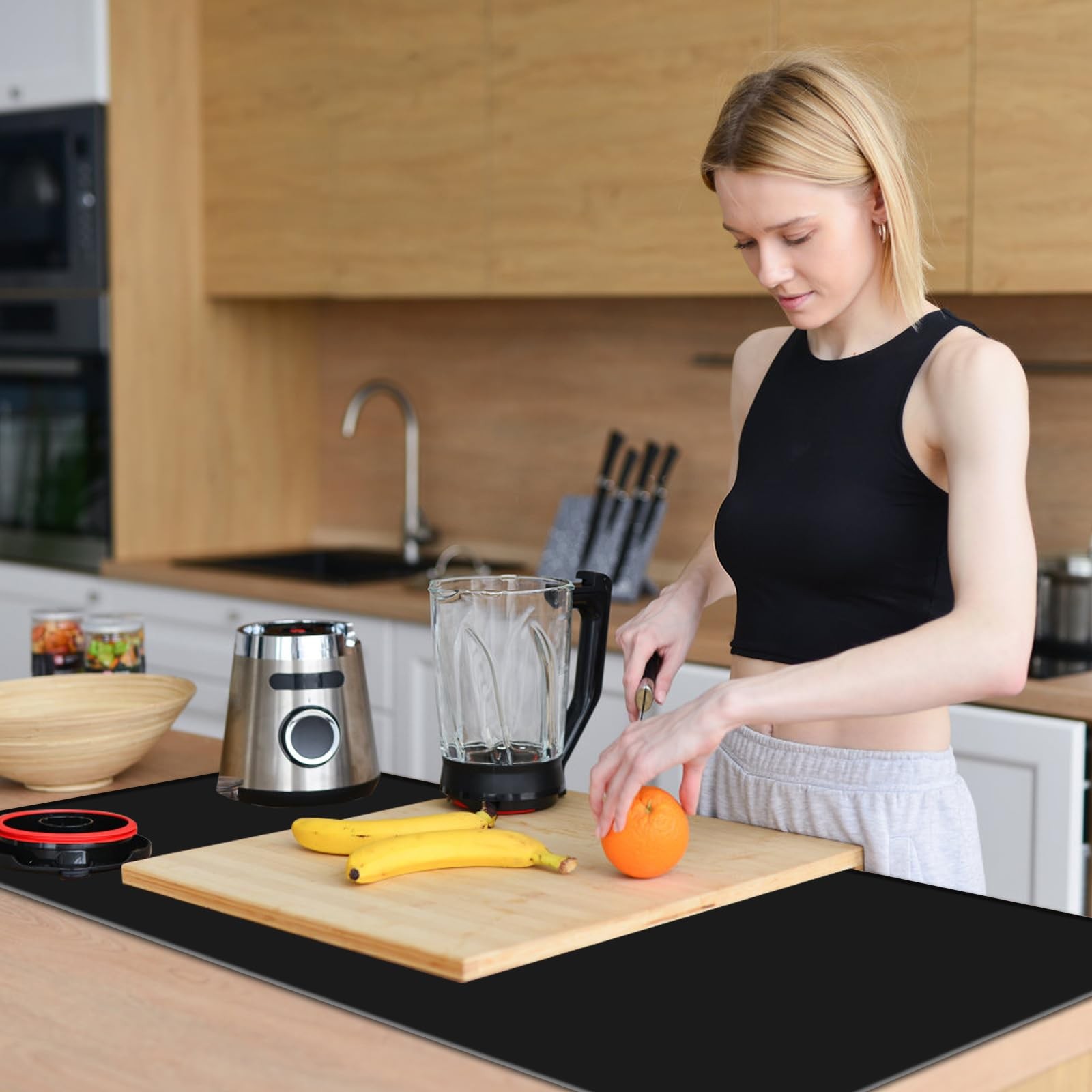 Silicone Table Protector Mat 47x24 In Heat Resistant Non-Slip Waterproof Black gallery