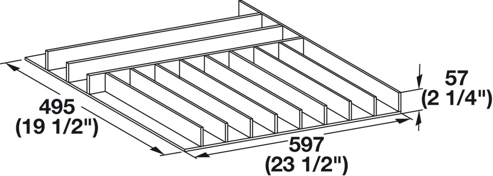 Cutlery Tray Drawer Insert – Birch, Trimmable, Two Width Options, Fits 19-1/2" D gallery