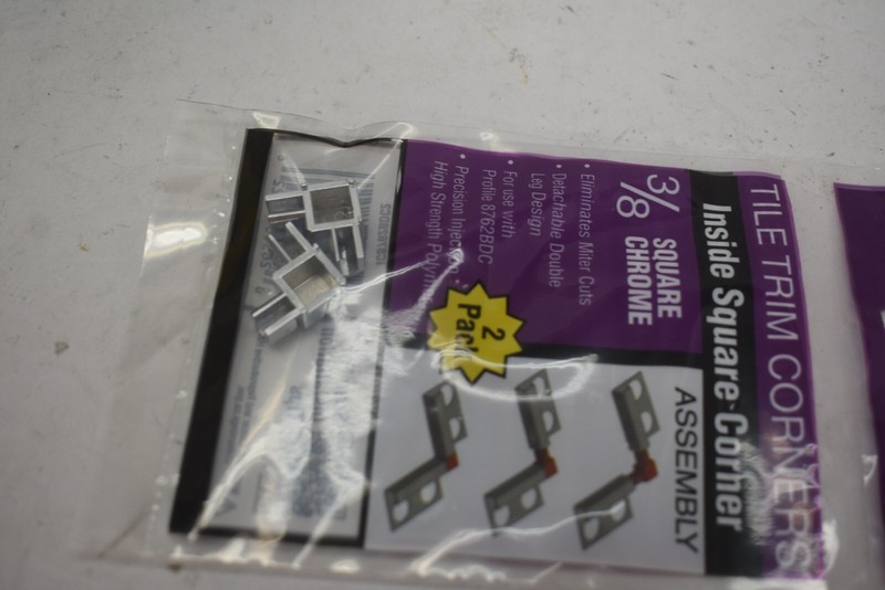 TrimMaster 90° Inside Square Corner 3/8" Chrome Finish Tile Corners Lot of 20 gallery