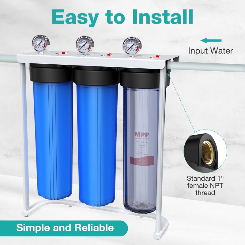 3Stage High Capacity Big Blue Spin Down Sediment Whole House Water Filter System gallery