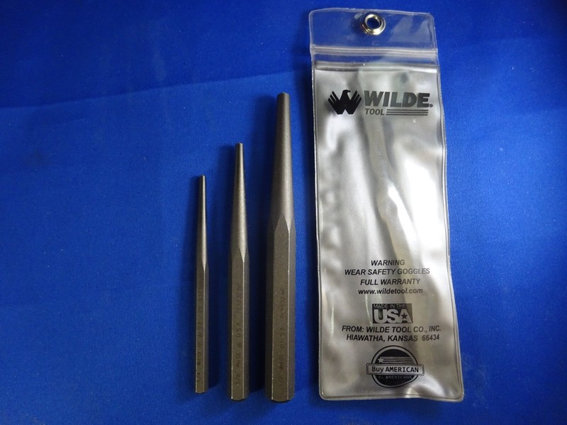 Wilde Tool PC3.NP 3pc Center Pin Punch Set 1/4, 3/8, 1/2Stock Sizes MADE in USA gallery