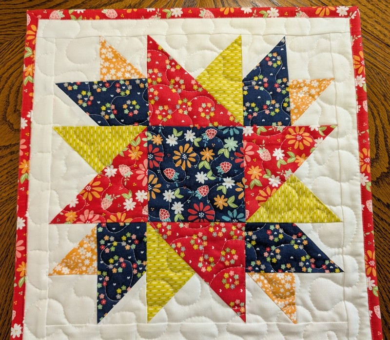 Handmade Quilted Patchwork Table Runner 14 1/2 x 39 1/2" Cheerful Summer Colors gallery