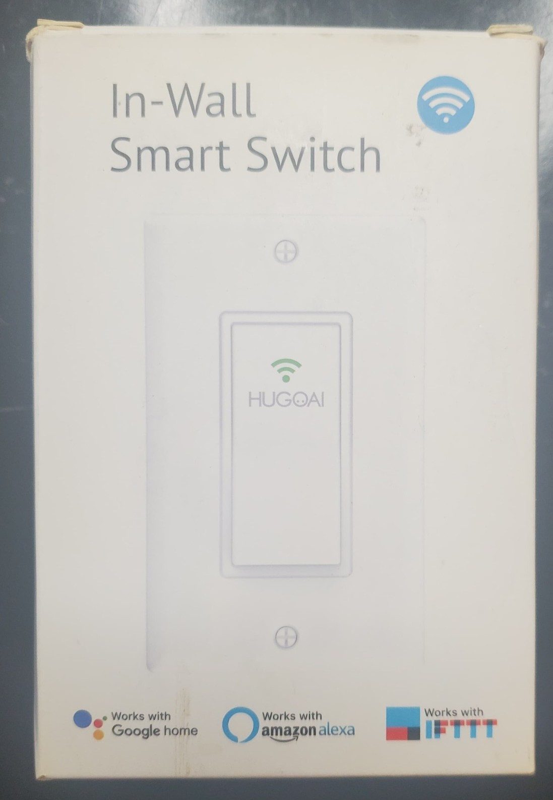 HUGOAI AWS01F Wi-Fi App Smart Light Switch Alexa/Google On/Off White 10A gallery
