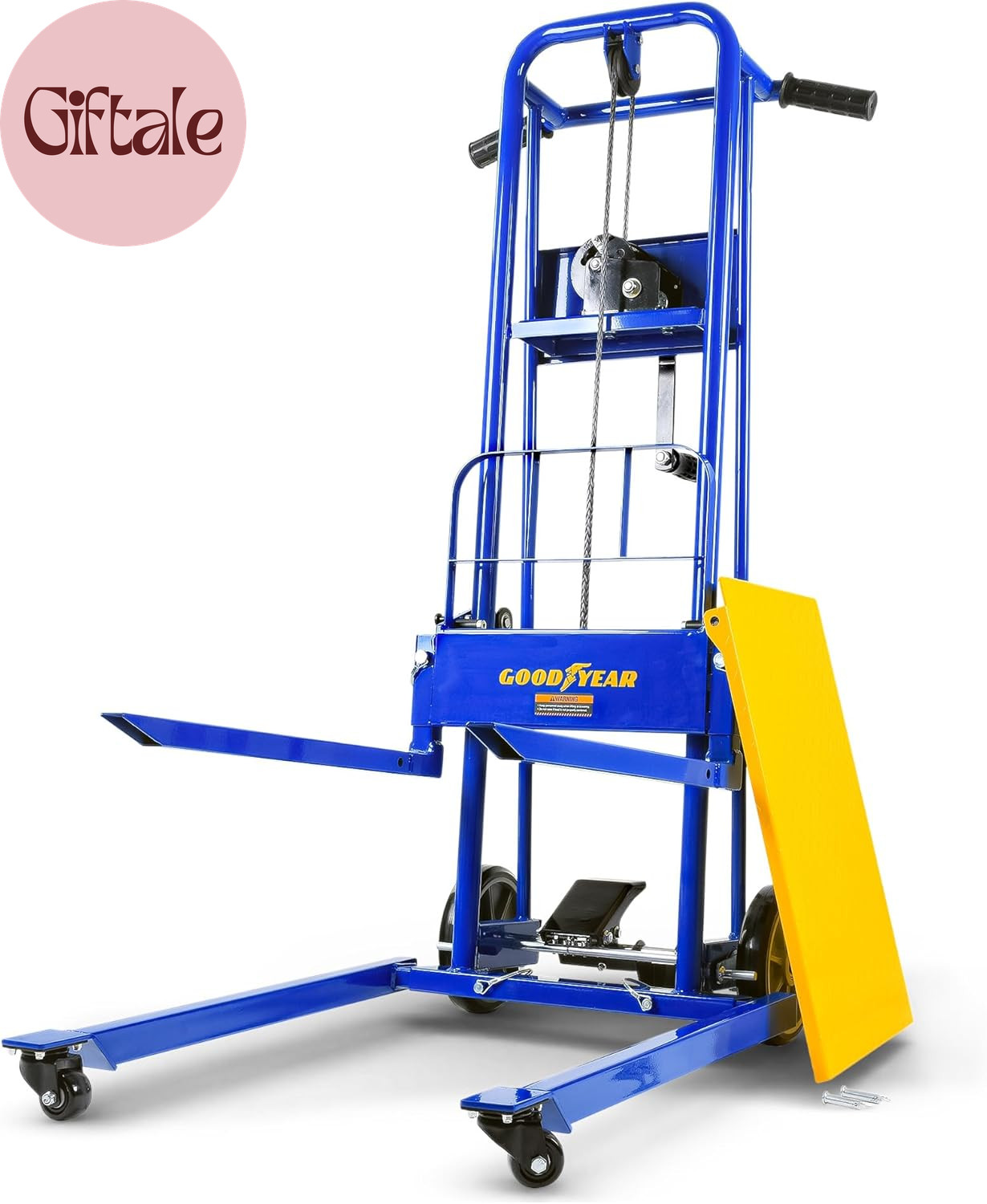 Material Lift Winch Stacker, Pallet Truck Dolly, 330 Lbs 40" Max Lift W/ 8" Whee gallery