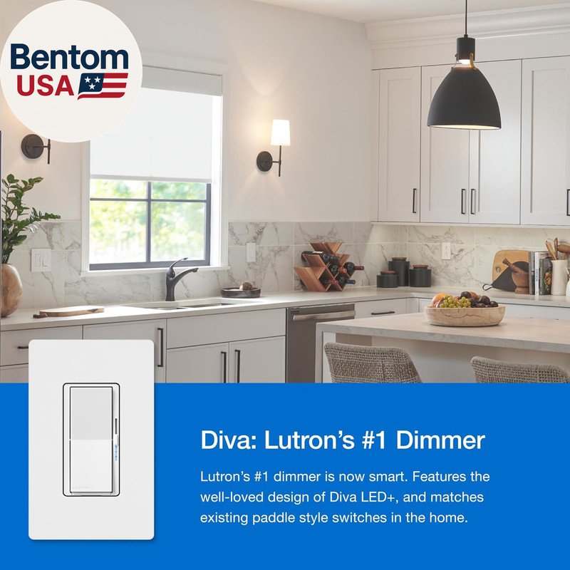 Diva Smart Dimmer Light Switch 3-Way Kit for Caseta Smart Lighting, W/Plate, Pic gallery
