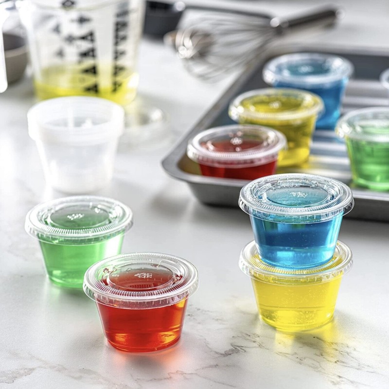 4 oz Plastic Clear Disposable Portion Cups with Lids for Sauce Cup BPA Free gallery