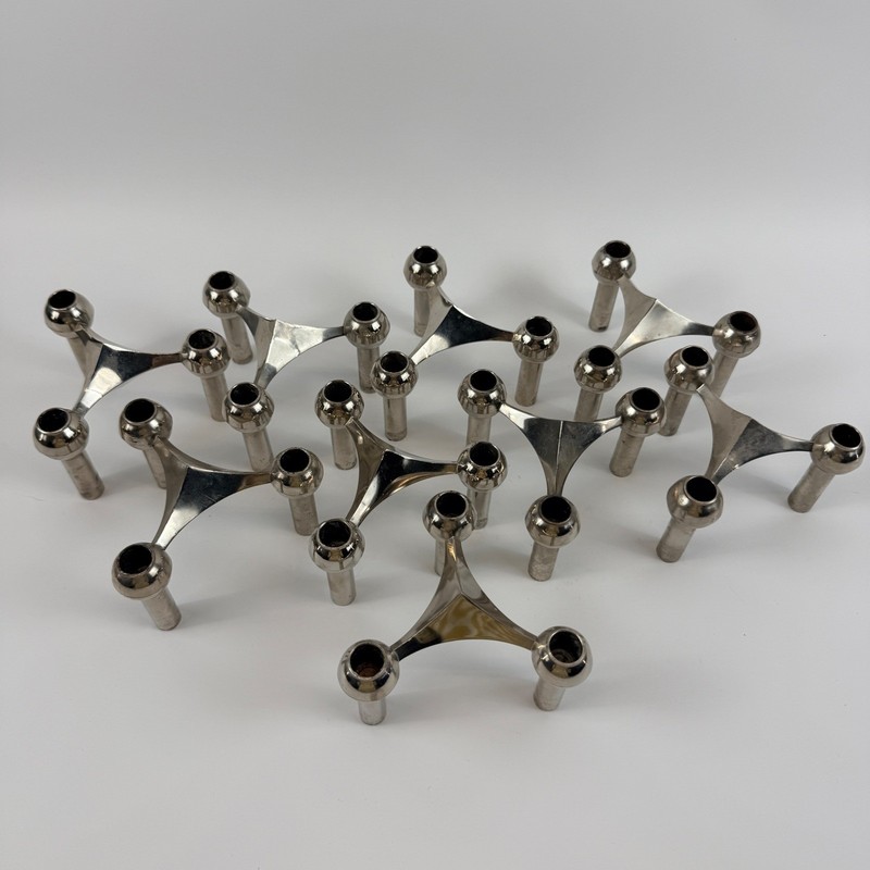 Stoff Nagel BMF Stacking Modular Chrome Candle Holders West Germany Lot of 9 gallery
