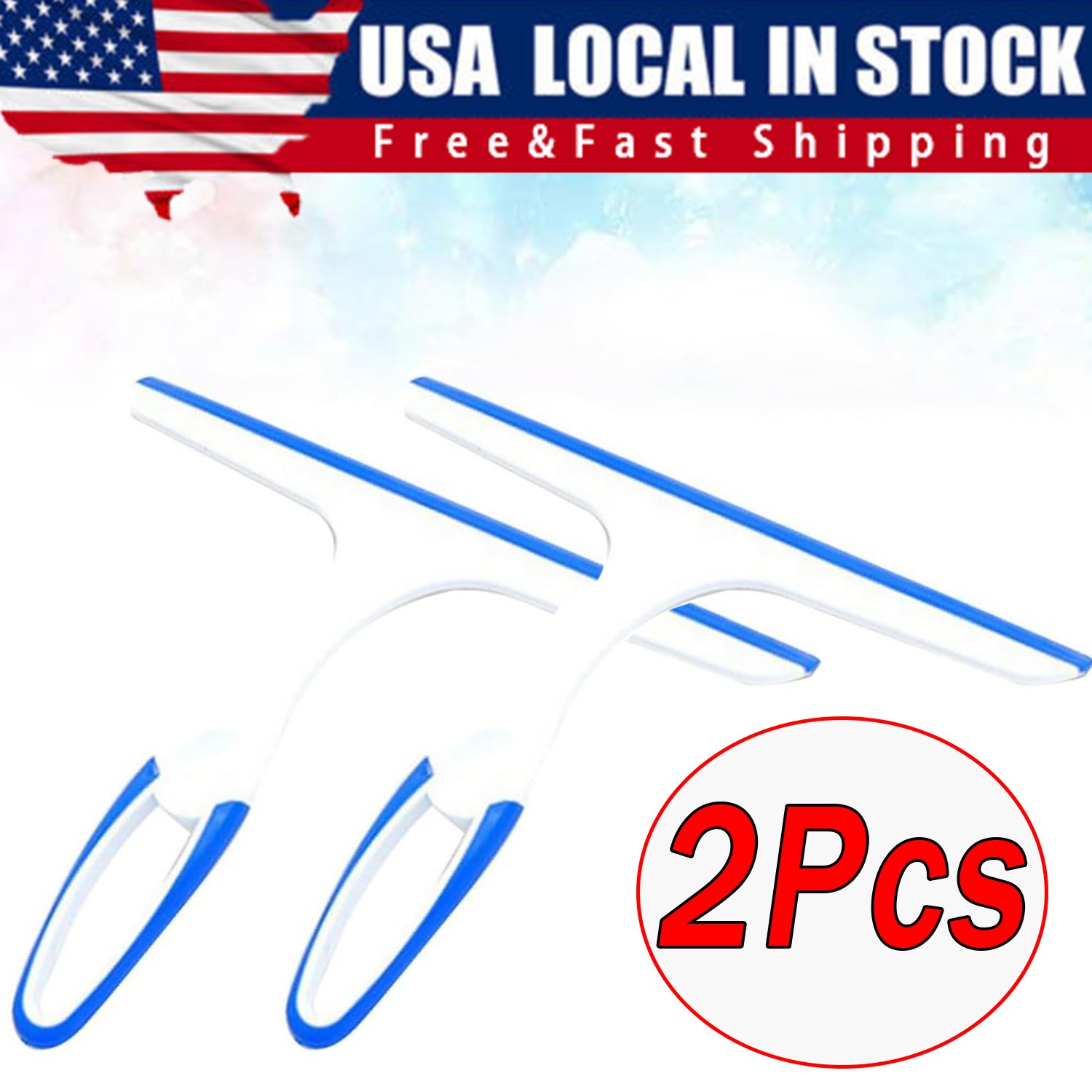 2x Window Mirror Car Windshield Squeegee Shower Glass Wiper Kitchen House Clean gallery