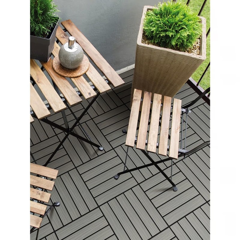 6PC Deck Patio Balcony Plastic Composite Outdoor Interlocking 12"x12" Tiles Grey gallery