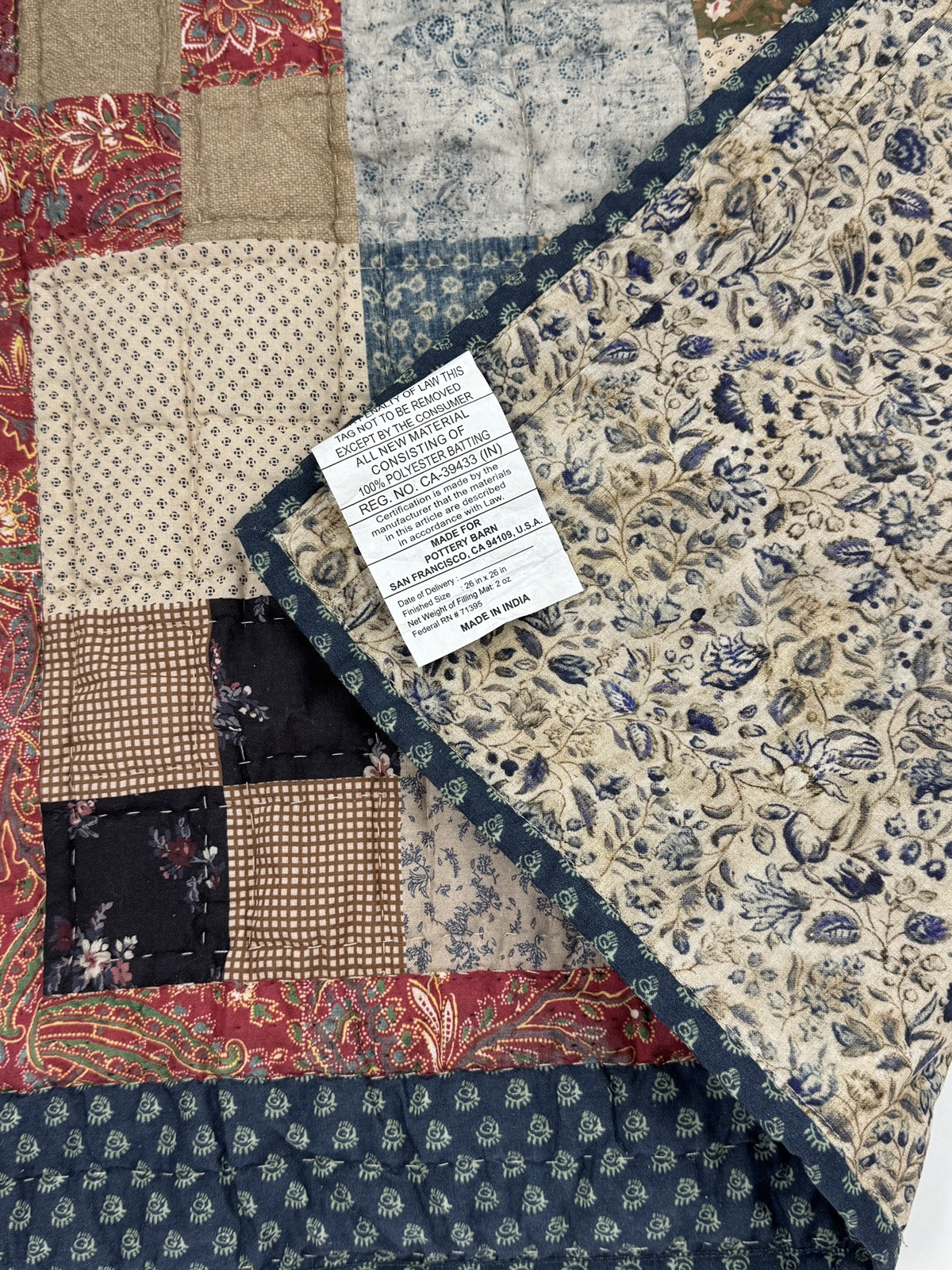 New Pottery Barn MILA Reversible Quilted Sham EURO gallery