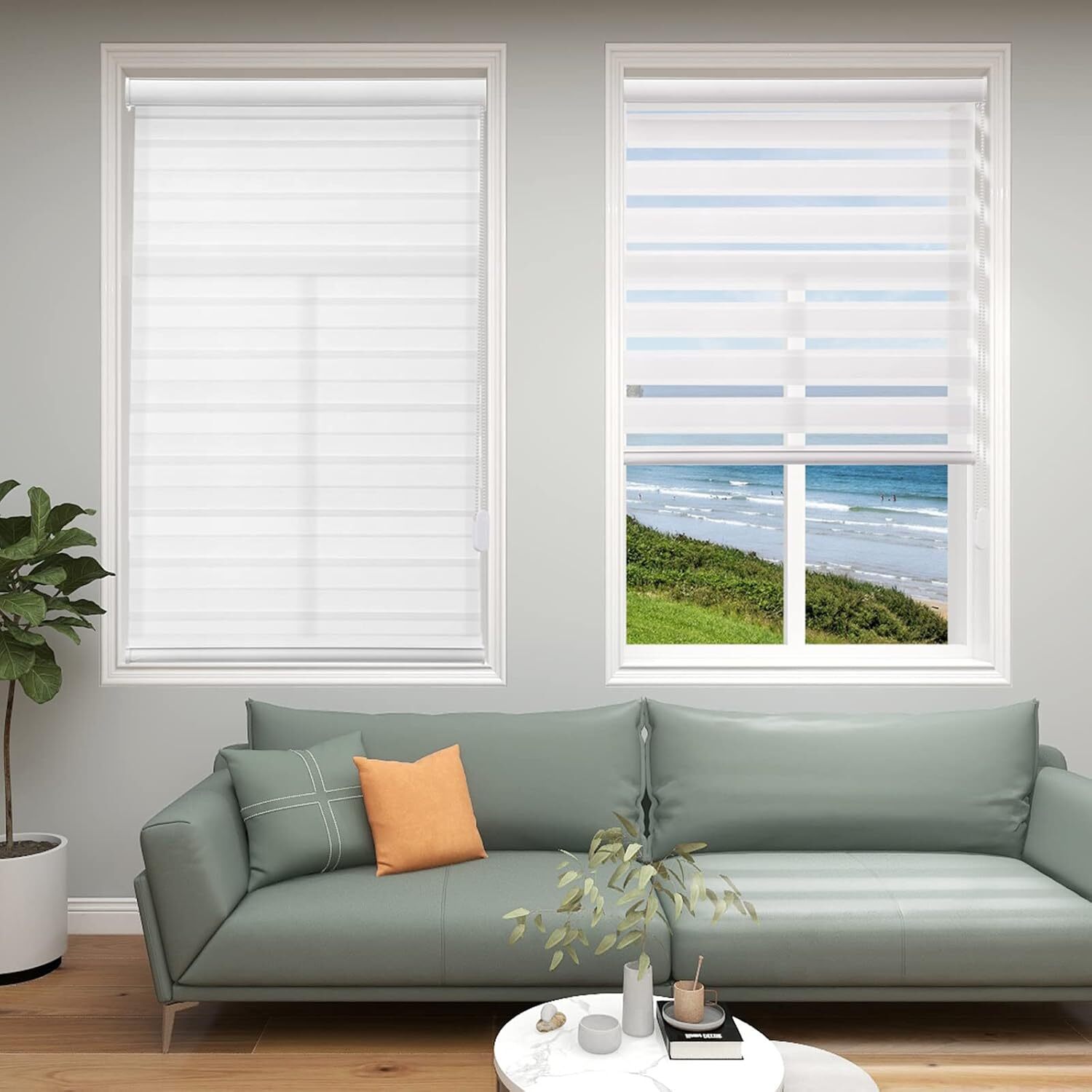 Zebra Dual Roller Blinds Horizontal Window Shade Blind Easy to Install Curtains gallery