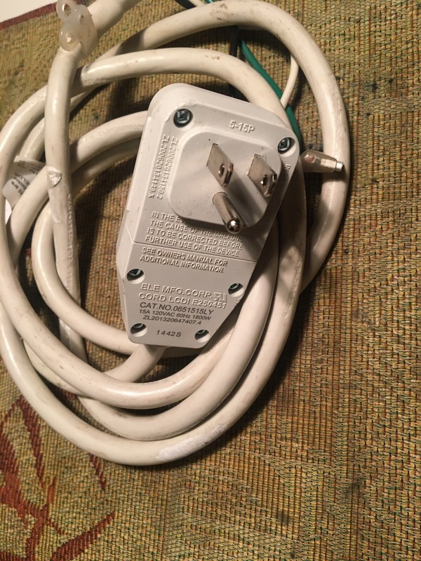 GE &Frigidaire &Friedrich &Midea &Sharp LCDI 15A 120VAC 1800W Power Supply Cable gallery