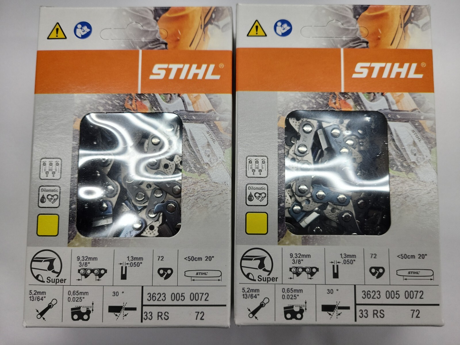 Stihl OEM 2-Pack 33RS-72 20" Yellow PRO Chainsaw Chains .050 3/8" 72DL gallery