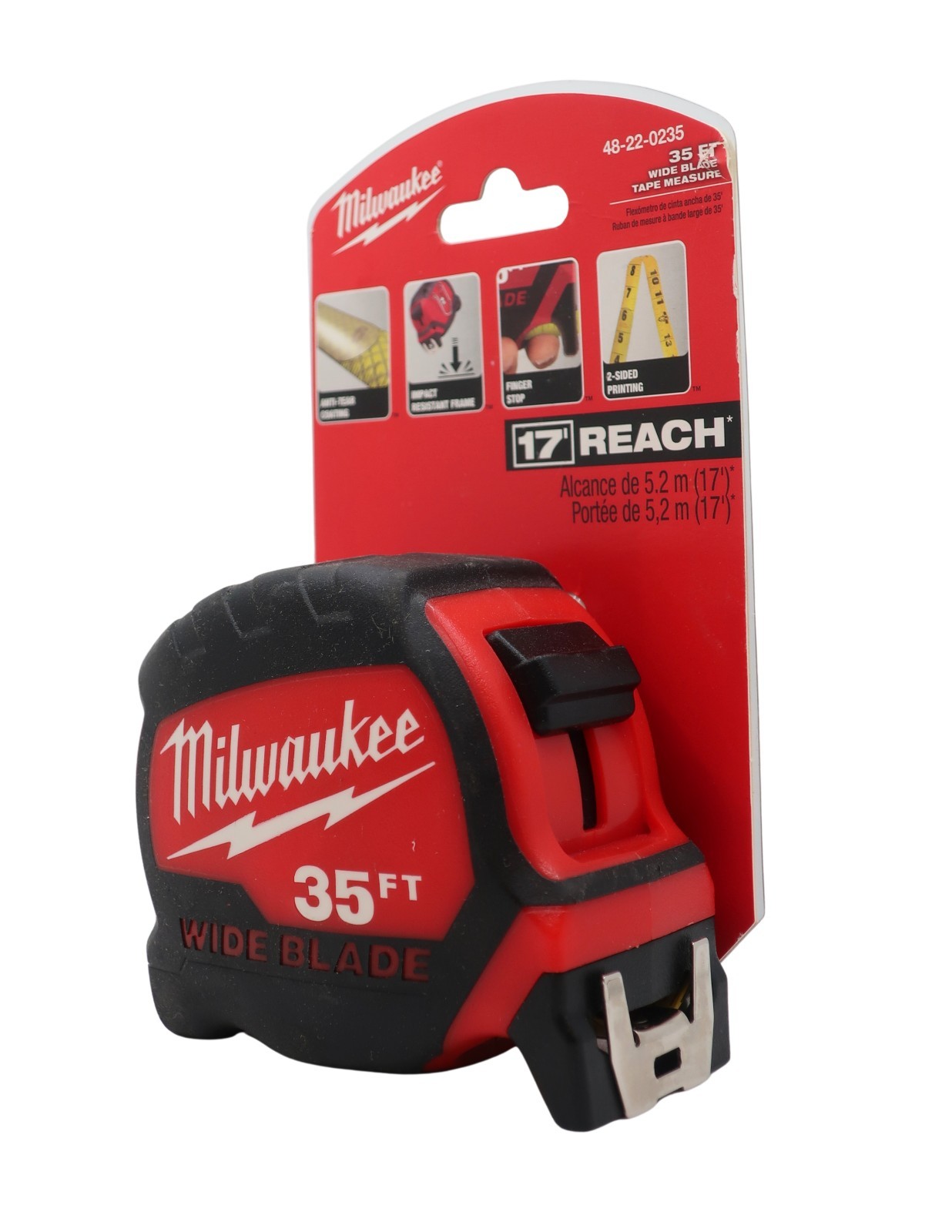 Milwaukee 35' ft 2 Sided Wide Blade Tape Measure 17' Ft Reach 48-22-0235 NEW! gallery