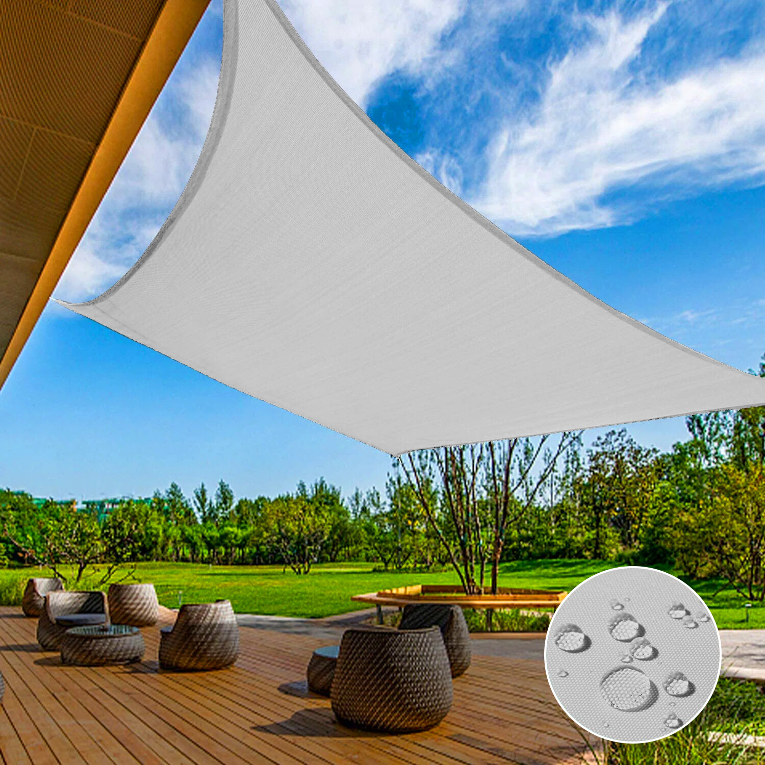 Outdoor Waterproof Sun Shade Sail Rectangle Canopy Patio Yard Shelter Cover Gray gallery
