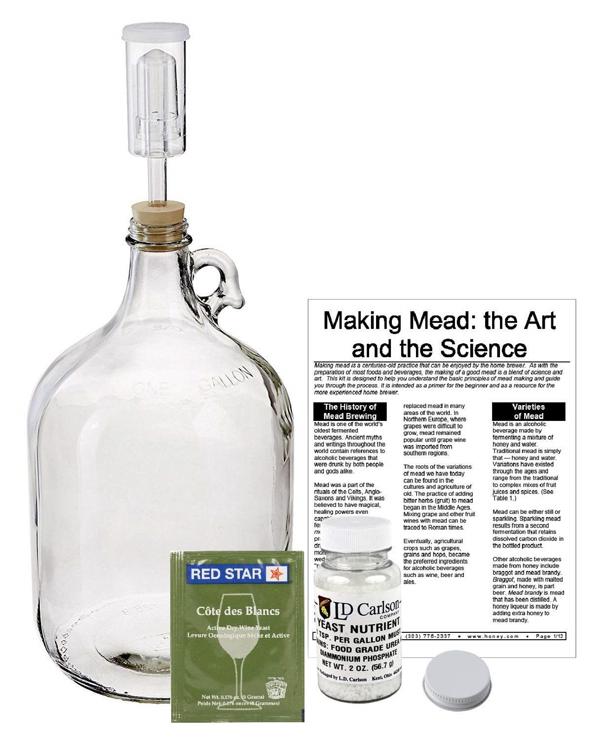 Mead Making Kit Active Dry Yeast Clear One Gallon Glass Jar Home Brewing gallery