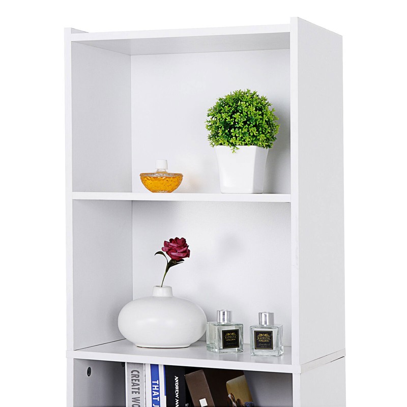 5 Tier Reversible Open Shelf Bookcase Bookshelf Modern White Corner Bookcase gallery