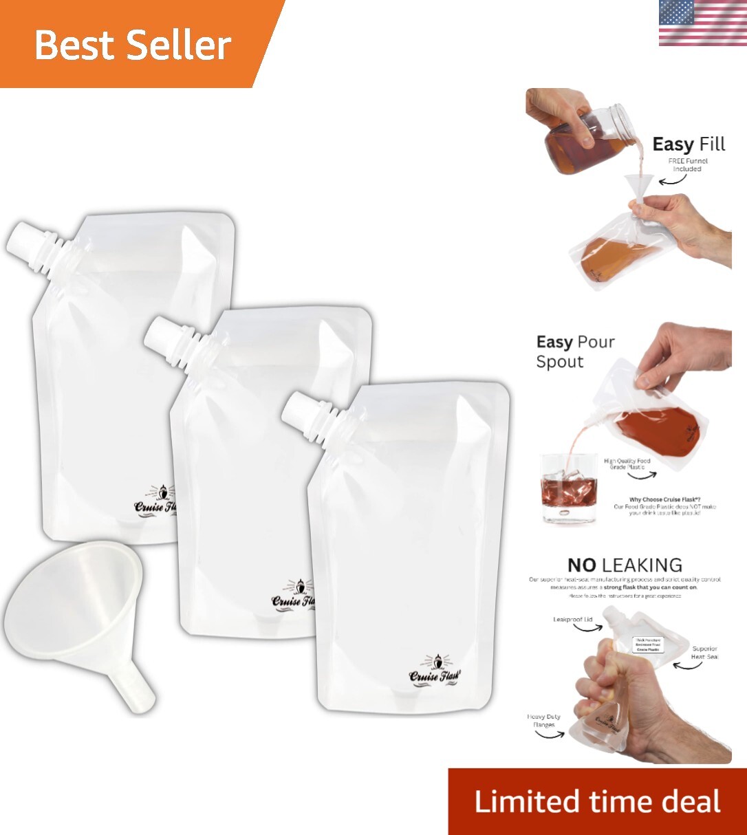 Travel-Friendly, BPA Free Beverage Kit - Collapsible & Undetectable - 3 x 8oz gallery