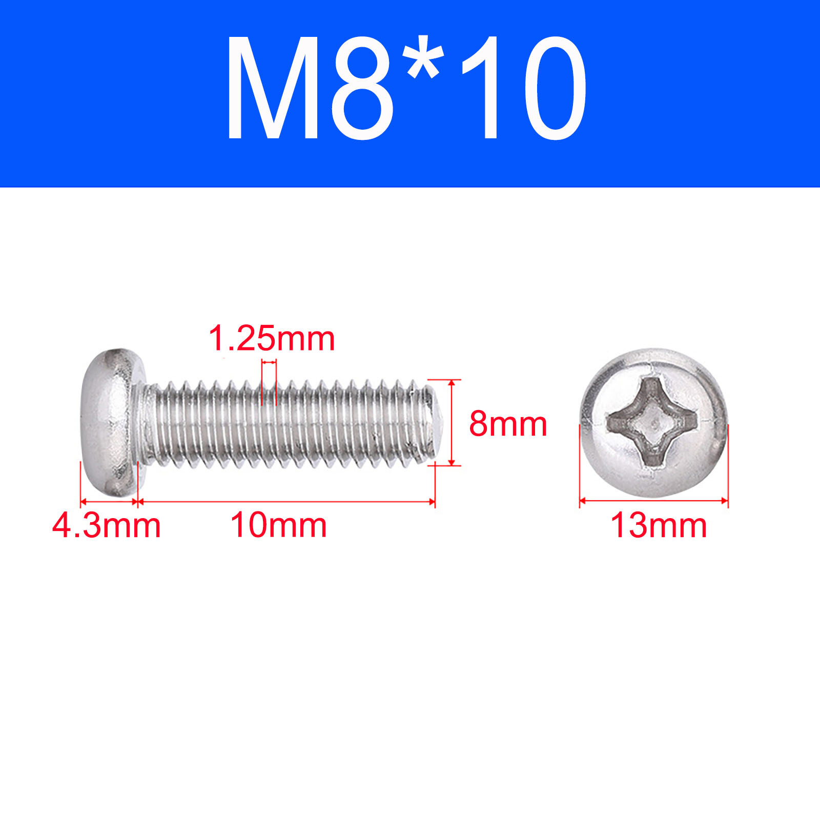 M8 A2 Stainless Pozi Pan Head Machine Screws Posi Pozidrive Screw Din 7985 gallery