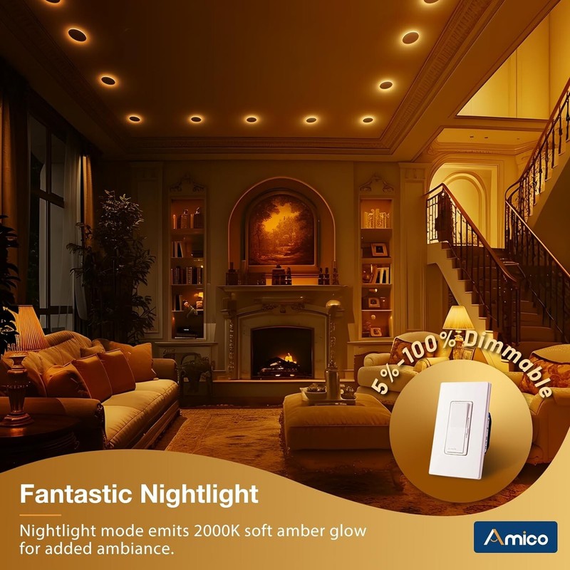 ETL Certified 12 Pack 3 Inch Recessed Downlights - Dimmable & Nightlight Feature gallery