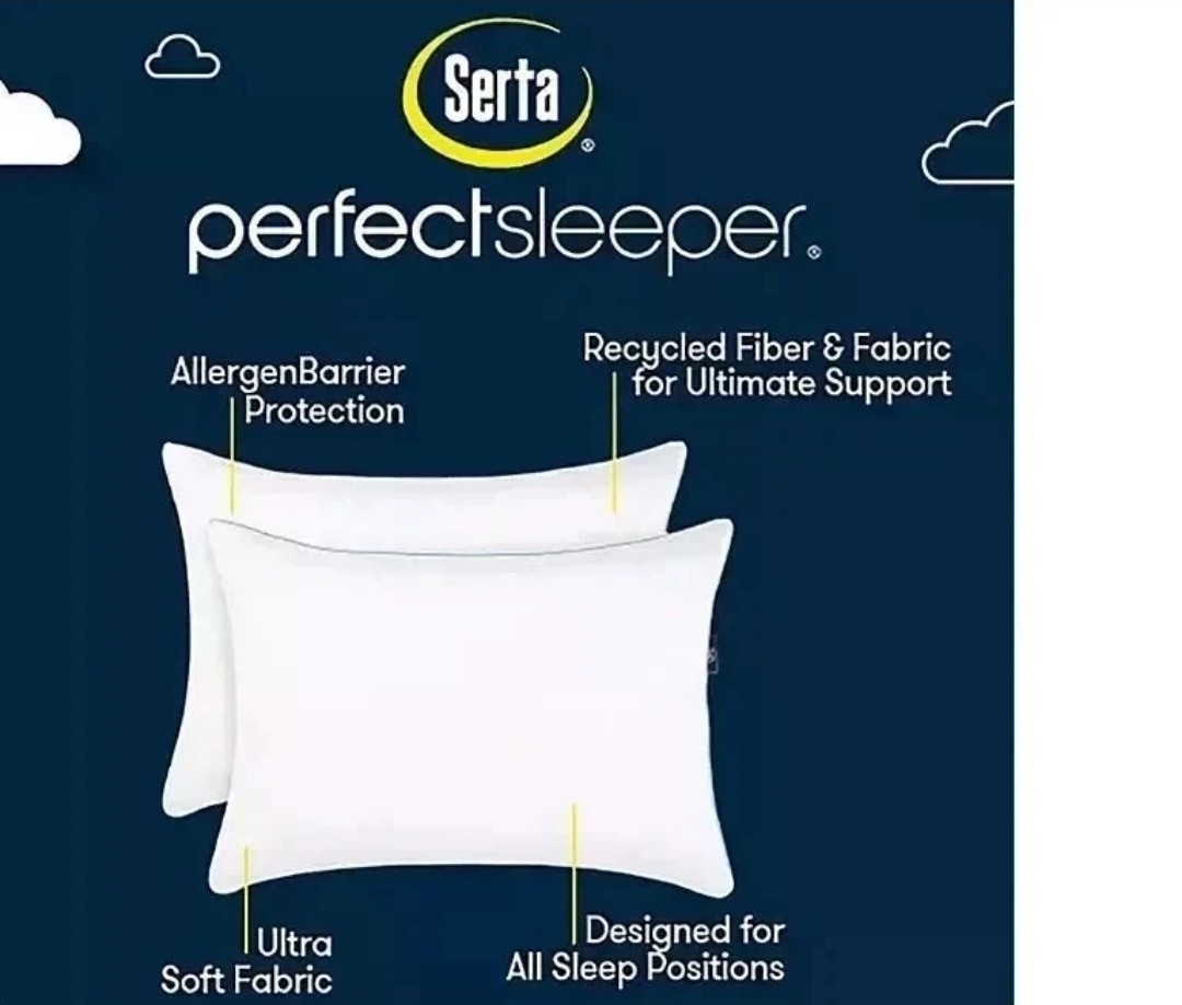 Serta Perfect Sleeper Comfy Sleep Eco-Friendly Bed Pillow, 2 Pack. gallery
