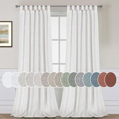 Natural Effect Extra Long Linen Curtain Panels Heathered White 52”x108”